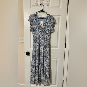 Floral Dusty Blue Maxi Dress